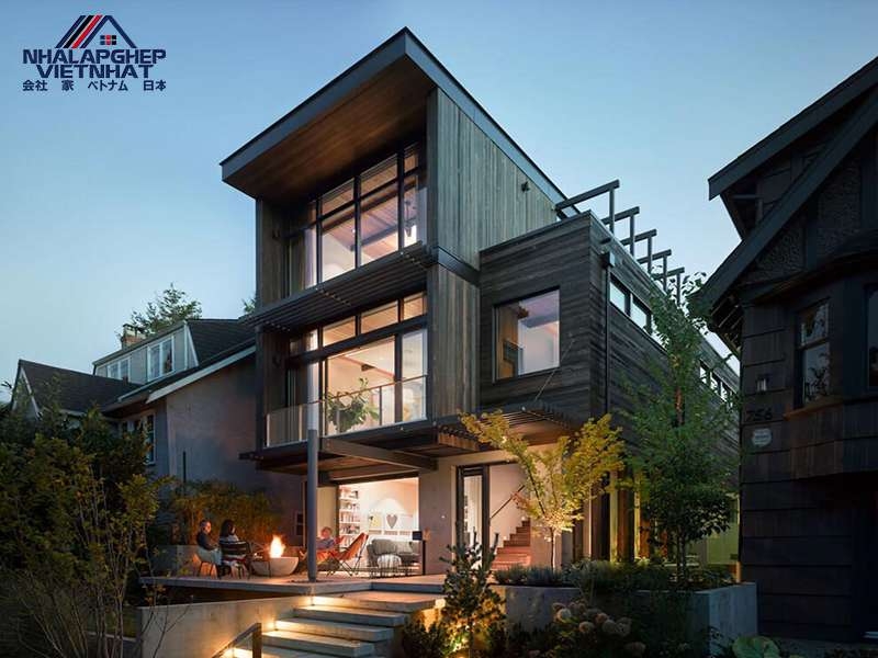 Mẫu nhà mái bằng tiền chế 3 tầng 100m2 hiện đại, đầy đủ tiện nghi